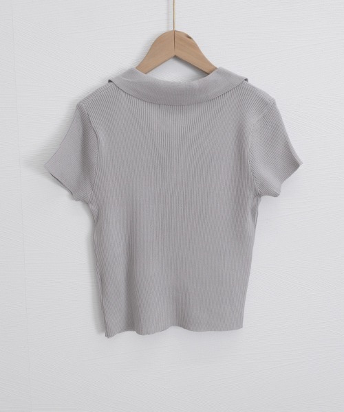 Miniministore(ミニミニストア)の「カラフルボタンポロシャツ 半袖リブニット(Tシャツ/カットソー・レディース・ピンク/イエロー/グレー/ライトブルー/ホワイト/アイボリー/ブラック・FREE)」の22枚目の写真
