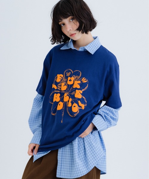FLUKE HOLIC(フロックホリック)の「Puff logo print TEE(Tシャツ/カットソー・レディース・ブラウン/ホワイト/ネイビー・LARGE/MEDIUM/SMALL)」の3枚目の写真