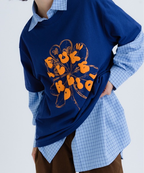 FLUKE HOLIC(フロックホリック)の「Puff logo print TEE(Tシャツ/カットソー・レディース・ブラウン/ホワイト/ネイビー・LARGE/MEDIUM/SMALL)」の7枚目の写真
