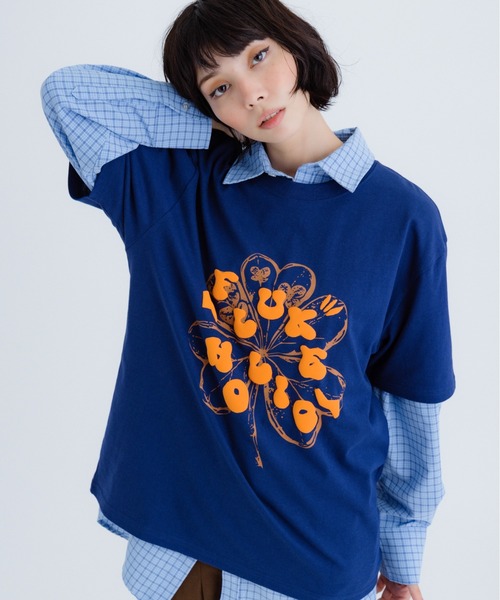 FLUKE HOLIC(フロックホリック)の「Puff logo print TEE(Tシャツ/カットソー・レディース・ブラウン/ホワイト/ネイビー・LARGE/MEDIUM/SMALL)」の5枚目の写真