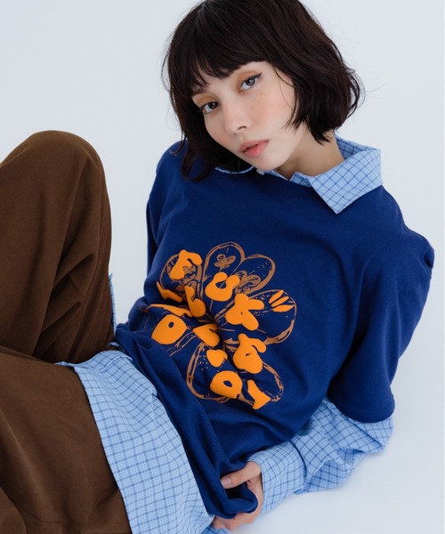 FLUKE HOLIC(フロックホリック)の「Puff logo print TEE(Tシャツ/カットソー・レディース・ブラウン/ホワイト/ネイビー・LARGE/MEDIUM/SMALL)」の4枚目の写真