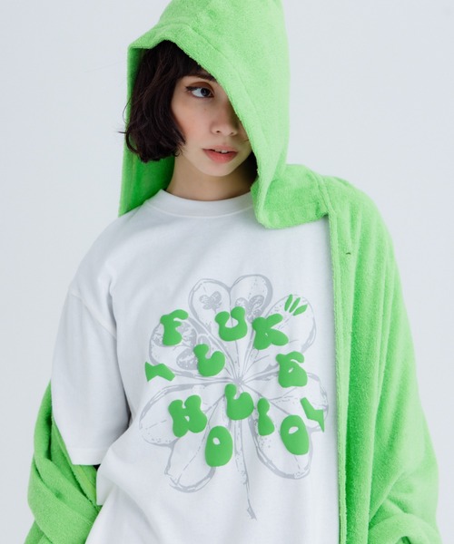 FLUKE HOLIC(フロックホリック)の「Puff logo print TEE(Tシャツ/カットソー・レディース・ブラウン/ホワイト/ネイビー・LARGE/MEDIUM/SMALL)」の8枚目の写真