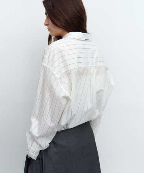 LEVAR(レバー)の「Fresh Stripe Over-Shirt - Off White Stripe(シャツ/ブラウス・レディース・その他・FREE)」の3枚目の写真
