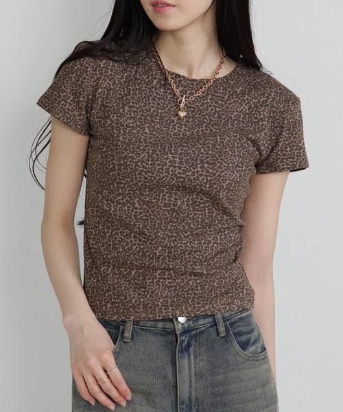 pumpkin port(パンプキンポート)の「ヒョウ柄チビTシャツ(Tシャツ/カットソー・レディース・ブラウン/グレー・M)」の8枚目の写真