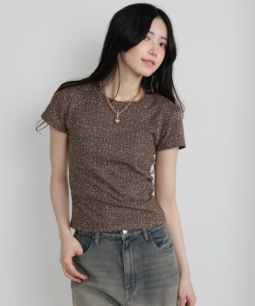 pumpkin port(パンプキンポート)の「ヒョウ柄チビTシャツ(Tシャツ/カットソー・レディース・ブラウン/グレー・M)」の9枚目の写真