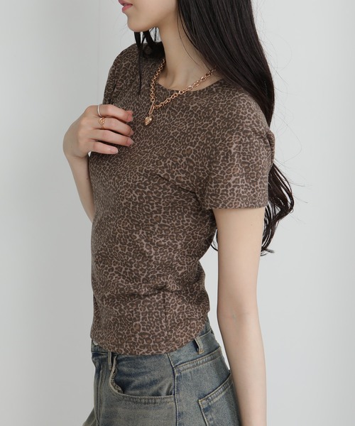 pumpkin port(パンプキンポート)の「ヒョウ柄チビTシャツ(Tシャツ/カットソー・レディース・ブラウン/グレー・M)」の12枚目の写真