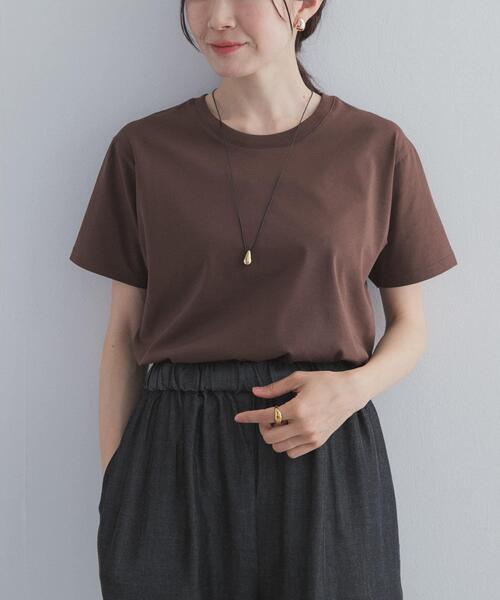 Tシャツ/カットソー（ブラウン/茶色系・ボーダー柄）ファッション通販