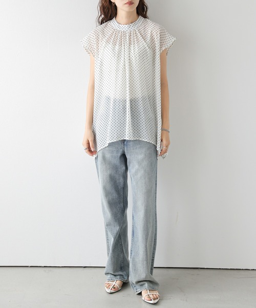 AMELY(エミリー)の「ドットシフォンブラウス(シャツ/ブラウス・レディース・ブラック/ホワイト・フリー)」の3枚目の写真