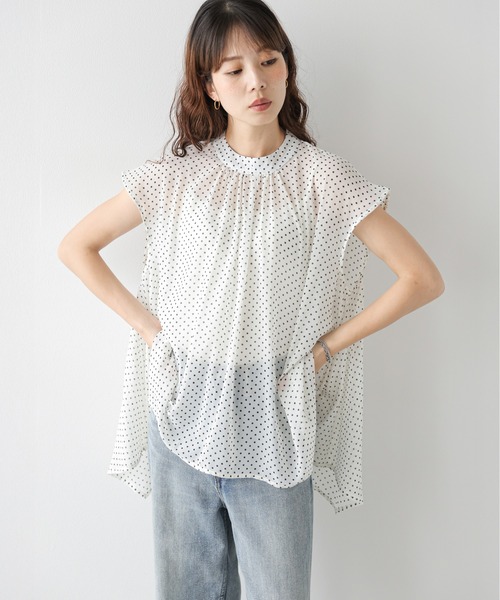 AMELY(エミリー)の「ドットシフォンブラウス(シャツ/ブラウス・レディース・ブラック/ホワイト・フリー)」の6枚目の写真