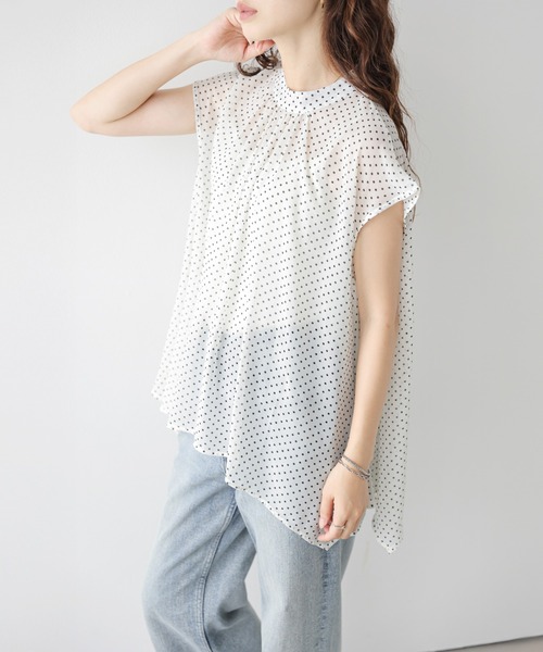 AMELY(エミリー)の「ドットシフォンブラウス(シャツ/ブラウス・レディース・ブラック/ホワイト・フリー)」の7枚目の写真
