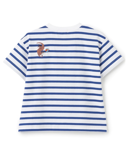 kladskap(クレードスコープ)の「カワウソ刺しゅうボーダー半袖Tシャツ【ドラマ着用アイテム】(Tシャツ/カットソー・キッズ・レッド/グリーン/ブルー・110cm/100cm/90cm/120cm/130cm)」の4枚目の写真