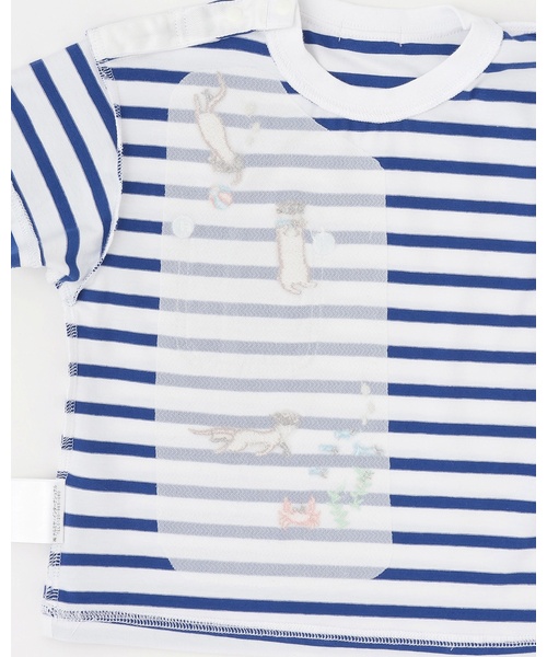 kladskap(クレードスコープ)の「カワウソ刺しゅうボーダー半袖Tシャツ【ドラマ着用アイテム】(Tシャツ/カットソー・キッズ・レッド/グリーン/ブルー・110cm/100cm/90cm/120cm/130cm)」の9枚目の写真