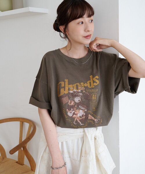 DISCOAT(ディスコート)の「【Enlude】ピグメントアソートバンドTシャツ《ユニセックス》(Tシャツ/カットソー・レディース・ブラウン/チャコールグレー/アイボリー・FREE)」の6枚目の写真