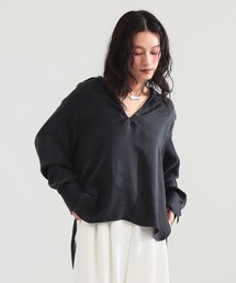 キュプラ Vネック プルオーバーシャツ