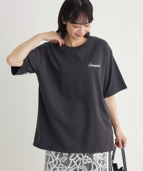 Right-on(ライトオン)の「袖刺繍ビッグTシャツ(Tシャツ/カットソー・レディース・グレー/チャコールグレー・05/04/03)」の8枚目の写真