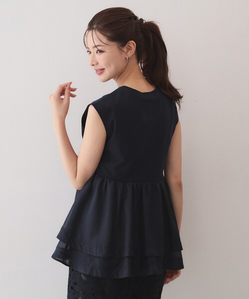 index(インデックス)の「ダブルペプラムトップス【洗濯機OK】(Tシャツ/カットソー・レディース・オフホワイト/ネイビー/ベビーピンク・38/40)」の18枚目の写真