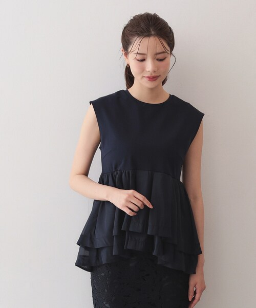 index(インデックス)の「ダブルペプラムトップス【洗濯機OK】(Tシャツ/カットソー・レディース・オフホワイト/ネイビー/ベビーピンク・38/40)」の22枚目の写真