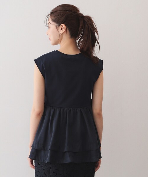 index(インデックス)の「ダブルペプラムトップス【洗濯機OK】(Tシャツ/カットソー・レディース・オフホワイト/ネイビー/ベビーピンク・38/40)」の13枚目の写真