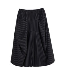 スカート風ワイドパンツ ストライプ柄 ウエストゴム