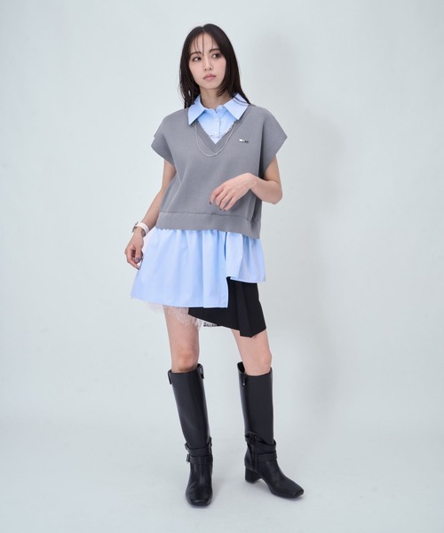 HARE(ハレ)の「シャツドッキングニットベスト(HARE)(ポロシャツ・レディース・ライトブルー/ブラック・FREE)」の12枚目の写真