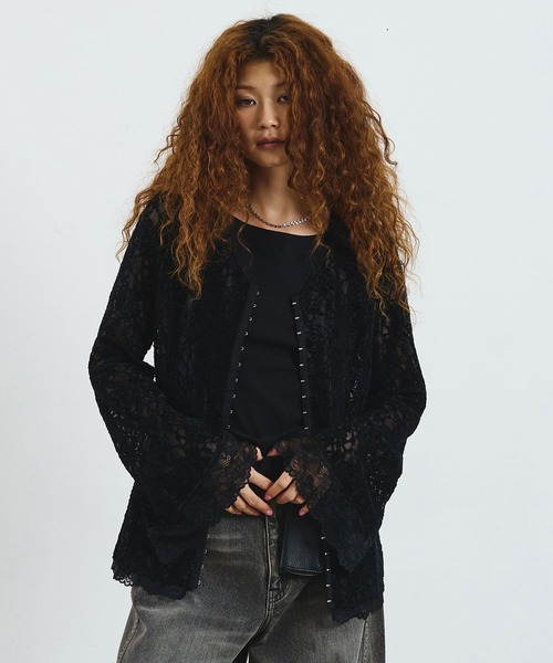 ROSE BUD（ローズバッド）の「CREOLME/LACE L/S TOP（Tシャツ/カットソー・レディース・ブラック/ブラウン/オフホワイト・ONE SIZE）」の16枚目の写真