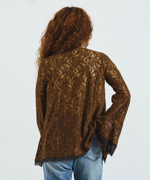 ROSE BUD（ローズバッド）の「CREOLME/LACE L/S TOP（Tシャツ/カットソー・レディース・ブラック/ブラウン/オフホワイト・ONE SIZE）」の8枚目の写真
