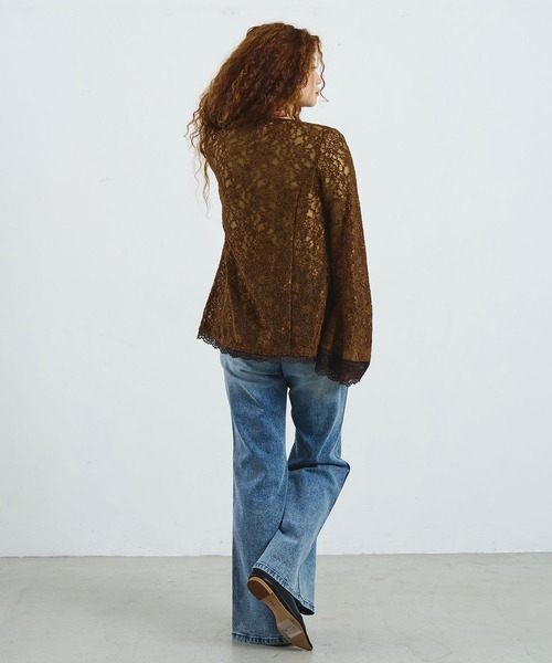 ROSE BUD（ローズバッド）の「CREOLME/LACE L/S TOP（Tシャツ/カットソー・レディース・ブラック/ブラウン/オフホワイト・ONE SIZE）」の9枚目の写真