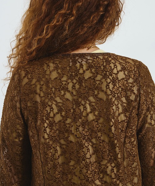 ROSE BUD（ローズバッド）の「CREOLME/LACE L/S TOP（Tシャツ/カットソー・レディース・ブラック/ブラウン/オフホワイト・ONE SIZE）」の4枚目の写真