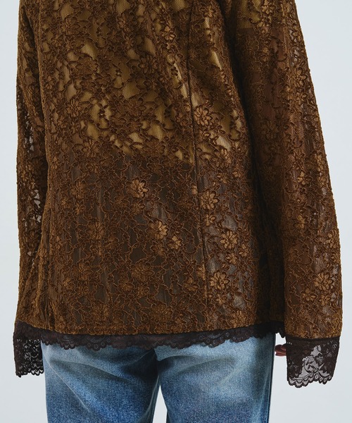 ROSE BUD（ローズバッド）の「CREOLME/LACE L/S TOP（Tシャツ/カットソー・レディース・ブラック/ブラウン/オフホワイト・ONE SIZE）」の5枚目の写真