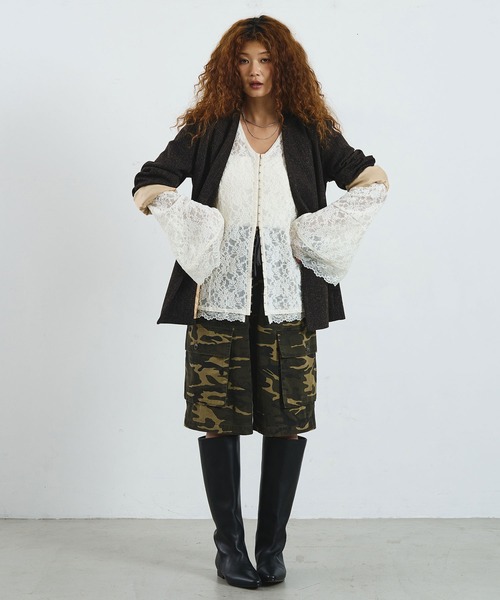 ROSE BUD（ローズバッド）の「CREOLME/LACE L/S TOP（Tシャツ/カットソー・レディース・ブラック/ブラウン/オフホワイト・ONE SIZE）」の15枚目の写真