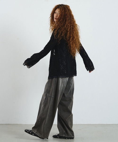 ROSE BUD（ローズバッド）の「CREOLME/LACE L/S TOP（Tシャツ/カットソー・レディース・ブラック/ブラウン/オフホワイト・ONE SIZE）」の20枚目の写真