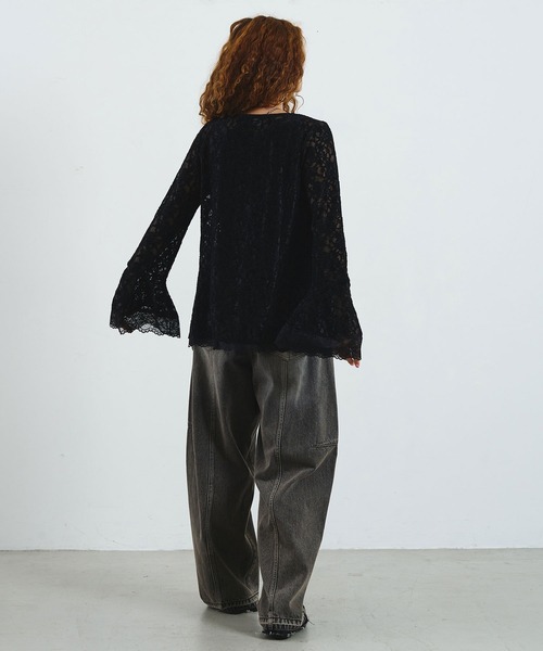 ROSE BUD（ローズバッド）の「CREOLME/LACE L/S TOP（Tシャツ/カットソー・レディース・ブラック/ブラウン/オフホワイト・ONE SIZE）」の21枚目の写真