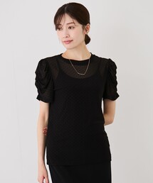 ドットフリルスリーブTシャツ