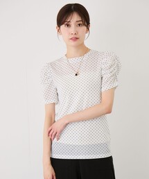 ドットフリルスリーブTシャツ