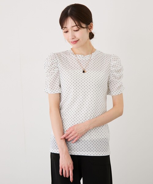 Jayro(ジャイロ)の「ドットフリルスリーブTシャツ(Tシャツ/カットソー・レディース・ホワイト系その他2/ブラック系その他/ベージュ・FREE)」の10枚目の写真