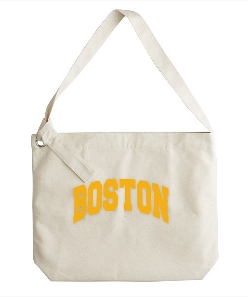 Ol' Basics(オールベーシックス)の「Ol' Basics(オール・ベーシックス) ショルダーバッグ キャンバス BOSTON ボストン ロゴ プリント 鞄 BAG アメカジ メンズ レディース ユニセックス(ショルダーバッグ・レディース・ナチュラル・FREE)」の1枚目の写真