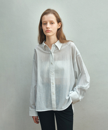 TIS STRIPE COTTON SHEER SHIRT_BLUE STRIPE