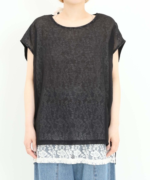 HEART MARKET(ハートマーケット)の「レースシアー異素材切り替えプルオーバー(Tシャツ/カットソー・レディース・ブラック/チャコール/ホワイト/グレイッシュベージュ・FREE)」の17枚目の写真