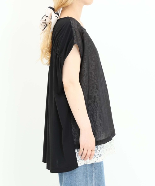 HEART MARKET(ハートマーケット)の「レースシアー異素材切り替えプルオーバー(Tシャツ/カットソー・レディース・ブラック/チャコール/ホワイト/グレイッシュベージュ・FREE)」の18枚目の写真