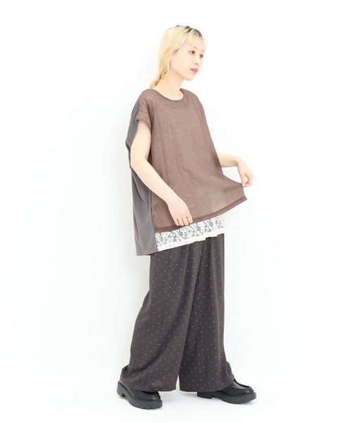 HEART MARKET(ハートマーケット)の「レースシアー異素材切り替えプルオーバー(Tシャツ/カットソー・レディース・ブラック/チャコール/ホワイト/グレイッシュベージュ・FREE)」の15枚目の写真
