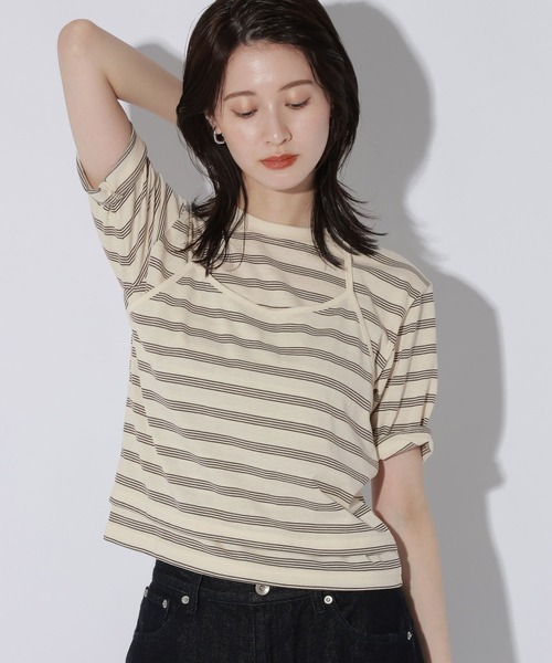 LAKOLE(ラコレ)の「ホルターネックドッキングT / 1056019(Tシャツ/カットソー・レディース・アイボリー/ボルドー/チャコールグレー・FREE)」の1枚目の写真