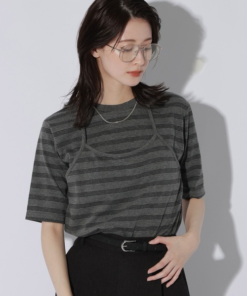 LAKOLE(ラコレ)の「ホルターネックドッキングT / 1056019(Tシャツ/カットソー・レディース・アイボリー/ボルドー/チャコールグレー・FREE)」の2枚目の写真