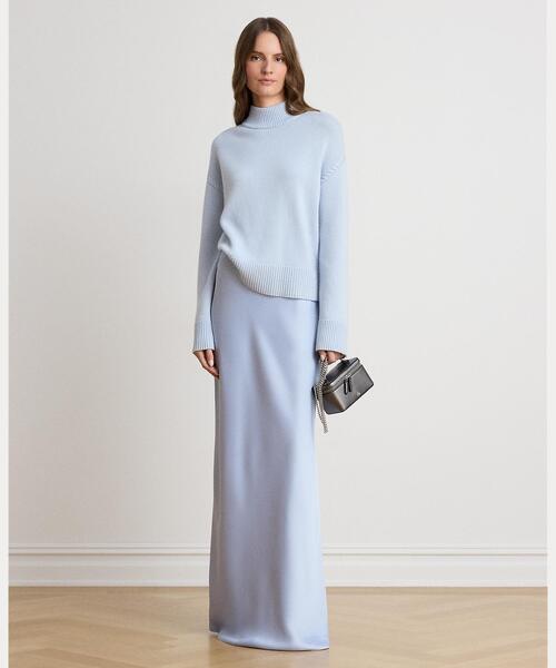LAUREN RALPH LAUREN(ローレン ラルフ ローレン)の「サテン シャルムーズ マキシスカート(スカート・レディース・ブルー・2/4)」の1枚目の写真