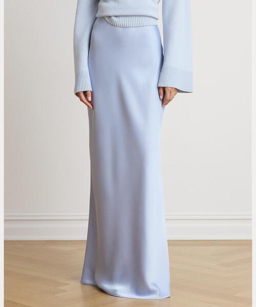 LAUREN RALPH LAUREN(ローレン ラルフ ローレン)の「サテン シャルムーズ マキシスカート(スカート・レディース・ブルー・2/4)」の3枚目の写真