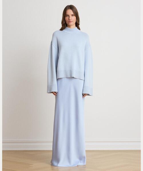 LAUREN RALPH LAUREN(ローレン ラルフ ローレン)の「サテン シャルムーズ マキシスカート(スカート・レディース・ブルー・2/4)」の6枚目の写真