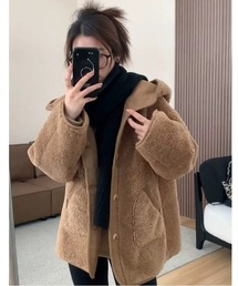 もこもこボア パーカーコート 秋冬