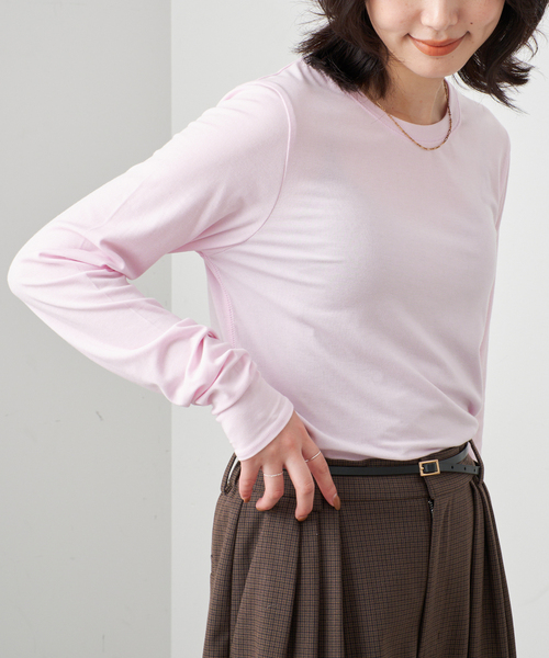 SLOBE IENA（スローブイエナ）の「グッドフィールフライスクルーTEE（Tシャツ/カットソー・レディース・ライトグレー/アイボリー/ピンク/サックスブルー・FREE）」の4枚目の写真
