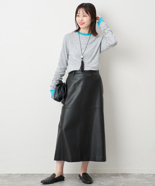 SLOBE IENA（スローブイエナ）の「グッドフィールフライスクルーTEE（Tシャツ/カットソー・レディース・ライトグレー/アイボリー/ピンク/サックスブルー・FREE）」の5枚目の写真