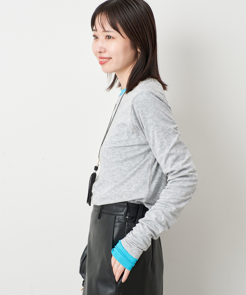 SLOBE IENA（スローブイエナ）の「グッドフィールフライスクルーTEE（Tシャツ/カットソー・レディース・ライトグレー/アイボリー/ピンク/サックスブルー・FREE）」の10枚目の写真