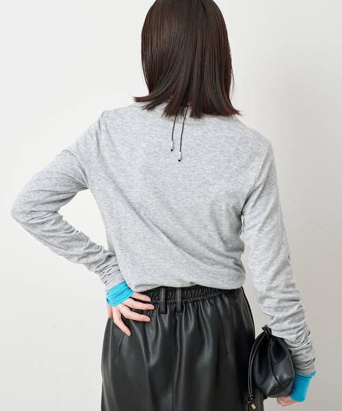 SLOBE IENA（スローブイエナ）の「グッドフィールフライスクルーTEE（Tシャツ/カットソー・レディース・ライトグレー/アイボリー/ピンク/サックスブルー・FREE）」の12枚目の写真